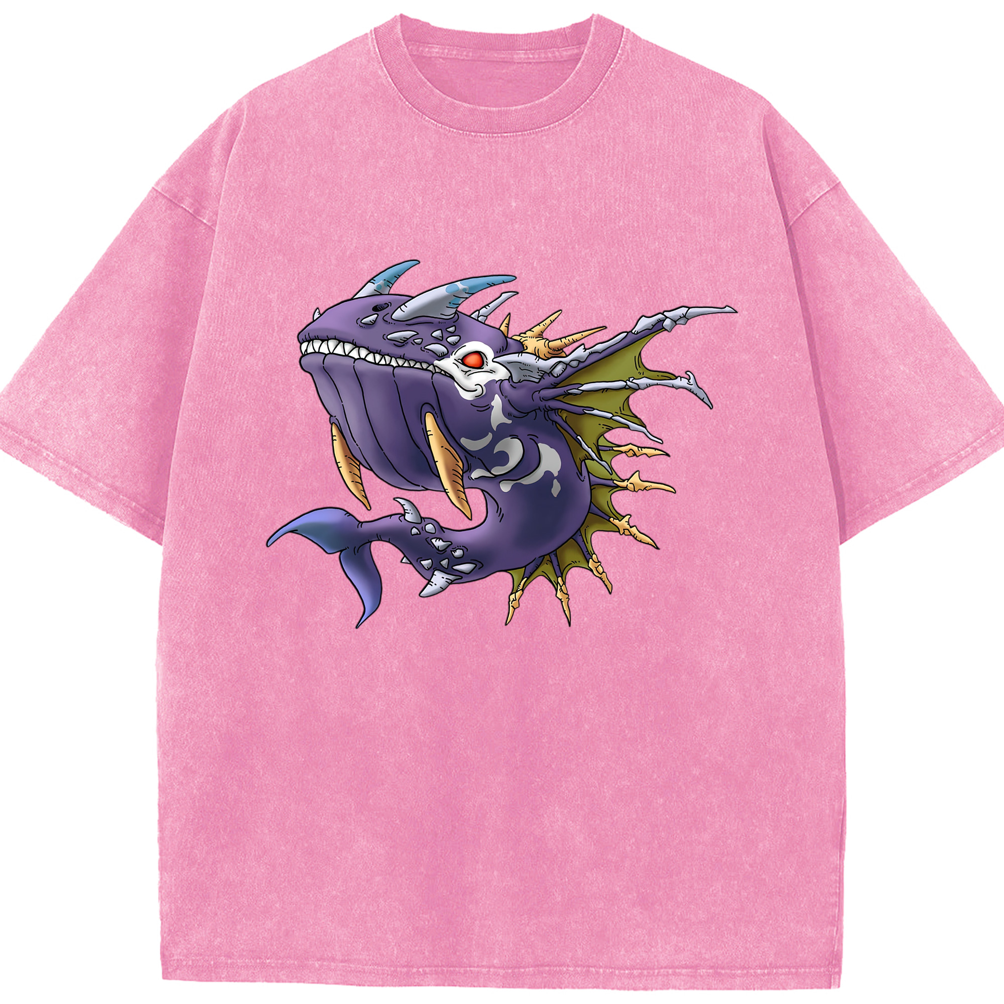 （画像用） ドラゴンクエスト Doragon Kuesuto Dragon Quest 綿100% ヴィンテージ風 半袖Tシャツ（フロントプリント）